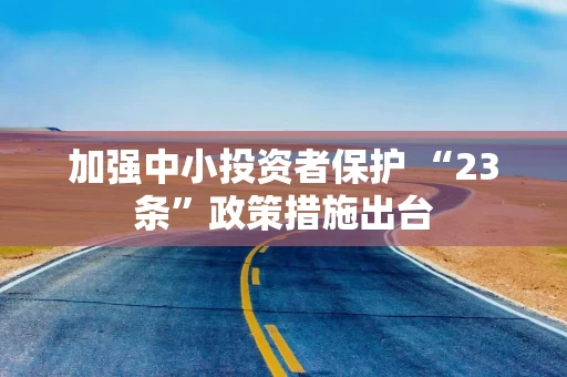 加强中小投资者保护 “23条”政策措施出台