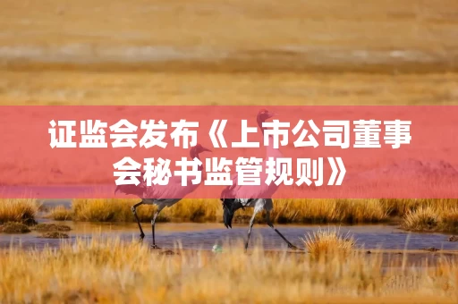 证监会发布《上市公司董事会秘书监管规则》