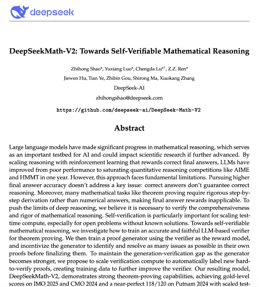 DeepSeek上新!首个奥数金牌水平的模型来了