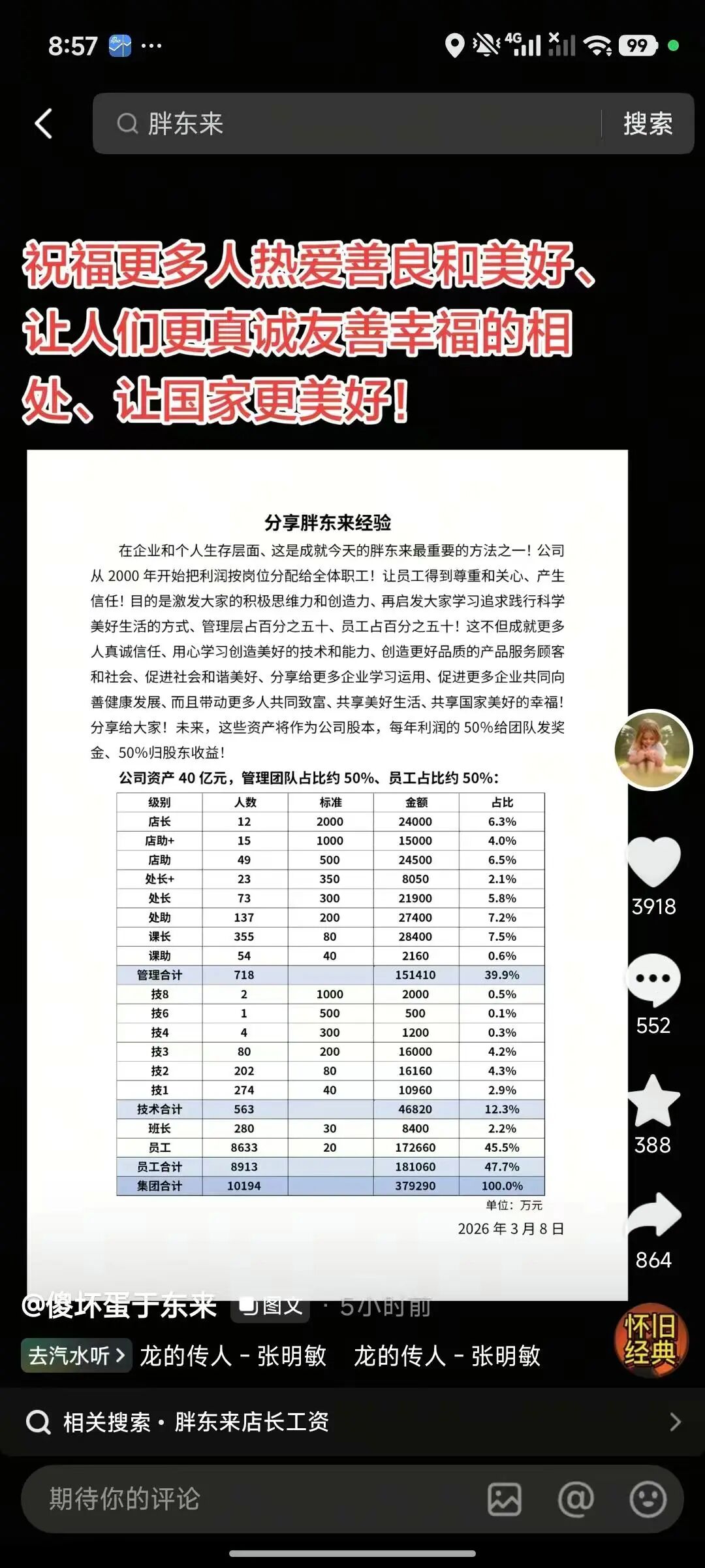 胖东来38亿元资产怎么分？于东来：管理团队和员工都有！公司超8成员工拒绝“降薪增假”