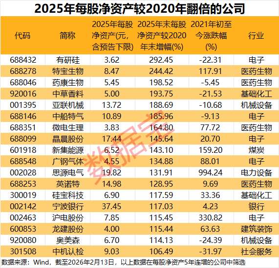 每股净资产5年连增的滞涨细分领域龙头出炉 仅12只
